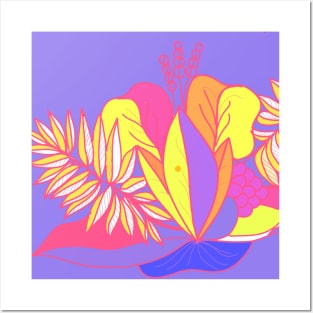 Flower and leaves tropical Posters and Art